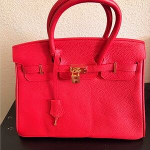 Elegant Red leather Handbag- Birkin inspired new with tags -size 35